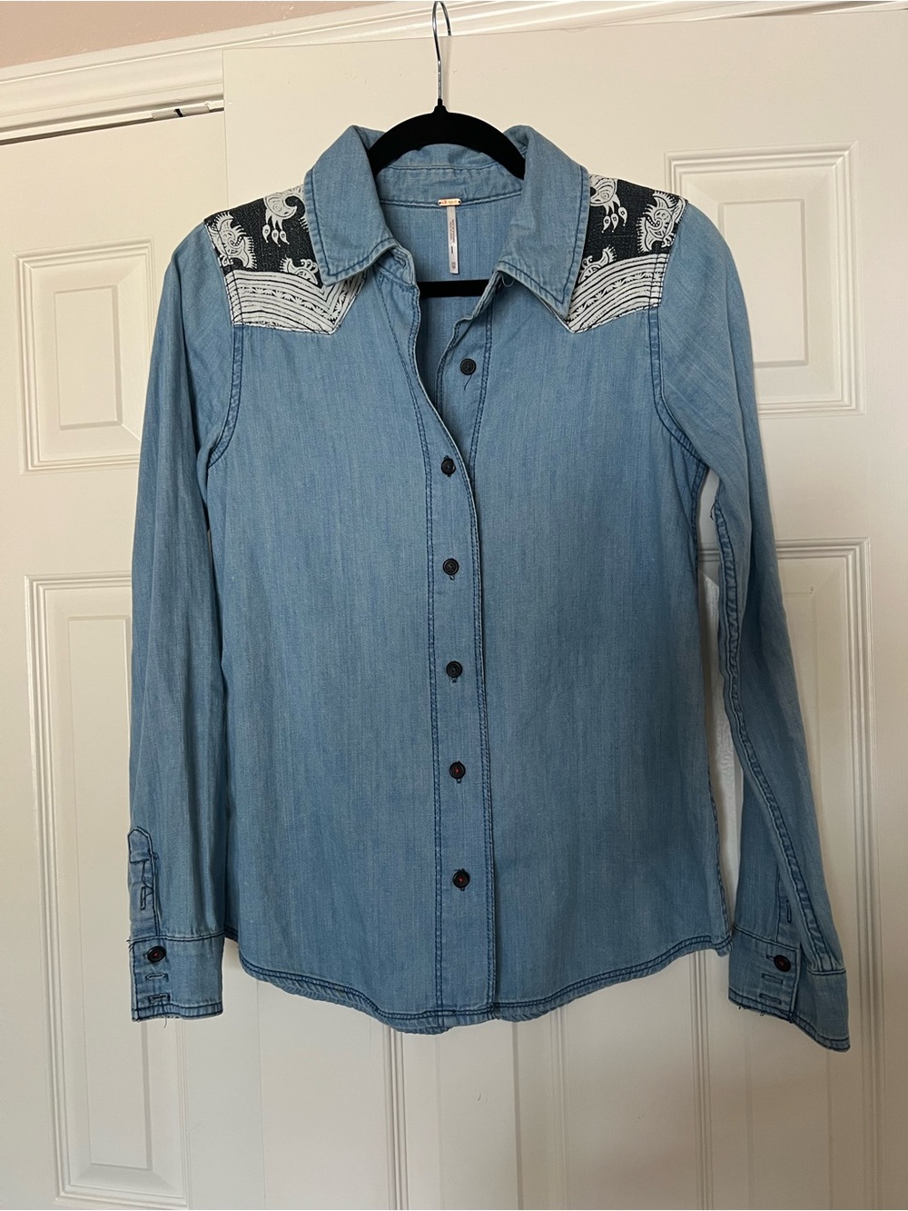 Free People Light Blue Denim Shirt